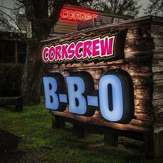 CorkScrew’s wooden sign